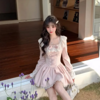 Dreamy Sweet Pink Lace Long Sleeve Dress  - Thumbnail 5
