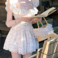 French Vintage Floral Slim Fit Dress - Thumbnail 3