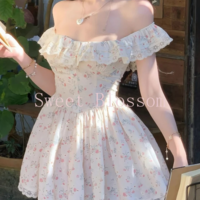 French Vintage Floral Slim Fit Dress - Thumbnail 5