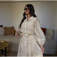 Elegant Hollow Out Embroidered Patchwork A-Line Maxi Dress - Thumbnail 5