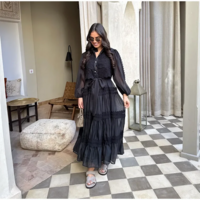 Elegant Hollow Out Embroidered Patchwork A-Line Maxi Dress - Thumbnail 9