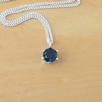 BOXED GIFT SET/925 Sapphire (Lab Created) Pendant & Chain/Sapphire Jewelry/Silver Sapphire Necklace/Sapphire Pendant/Sapphire Earrings/UK - Thumbnail 1