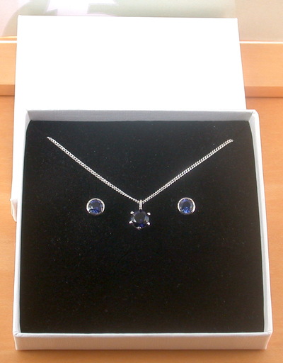BOXED GIFT SET/925 Sapphire (Lab Created) Pendant & Chain/Sapphire Jewelry/Silver Sapphire Necklace/Sapphire Pendant/Sapphire Earrings/UK