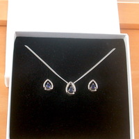 BOXED GIFT SET/925 Sapphire (Lab Created) Pendant & Chain/Sapphire Jewelry/Silver Sapphire Necklace/Sapphire Pendant/Sapphire Earrings/UK - Thumbnail 8
