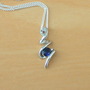 BOXED GIFT SET/925 Sapphire (Lab Created) Pendant & Chain/Sapphire Jewelry/Silver Sapphire Necklace/Sapphire Pendant/Sapphire Earrings/UK-1