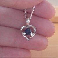 BOXED GIFT SET/925 Sapphire (Lab Created) Pendant & Chain/Sapphire Jewelry/Silver Sapphire Necklace/Sapphire Pendant/Sapphire Earrings/UK - Thumbnail 2