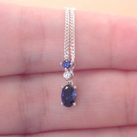 BOXED GIFT SET/925 Sapphire (Lab Created) Pendant & Chain/Sapphire Jewelry/Silver Sapphire Necklace/Sapphire Pendant/Sapphire Earrings/UK - Thumbnail 1