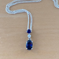 BOXED GIFT SET/925 Sapphire (Lab Created) Pendant & Chain/Sapphire Jewelry/Silver Sapphire Necklace/Sapphire Pendant/Sapphire Earrings/UK - Thumbnail 4