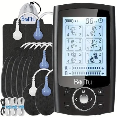 Belifu tens + ems 24-in-1 muscle stimulator – rechargeable pain relief device for back, neck, arthritis, carpal tunnel & more