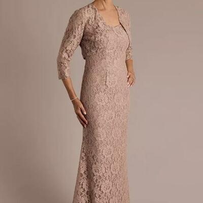 Elegant champagne lace mother of the bride/ groom dresses formal evening dress