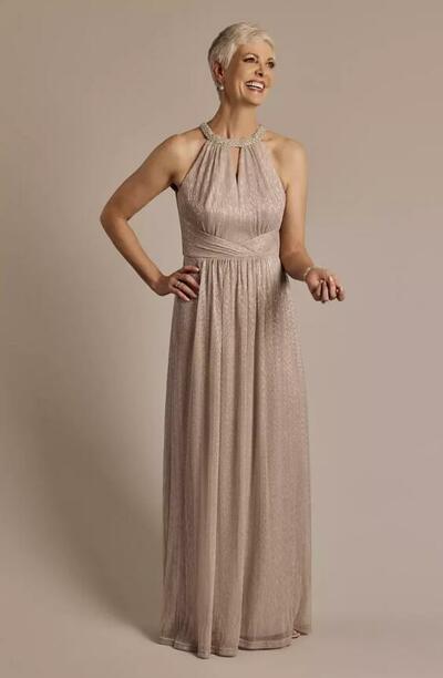 Elegant A Line Sequins Champagne Mother Of the Bride/ Groom Dresses Formal Evening Dress