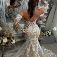 Sexy Lace Wedding Dress, Mermaid Backless Bridal Dress Bridal Gown - Thumbnail 1