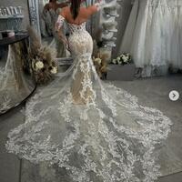Sexy Lace Wedding Dress, Mermaid Backless Bridal Dress Bridal Gown - Thumbnail 2