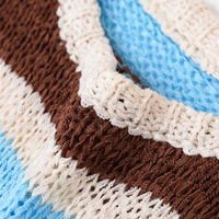 Round neck solid color sleeveless pullover women's designer knitted sweater - Thumbnail 2