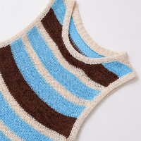 Round neck solid color sleeveless pullover women's designer knitted sweater - Thumbnail 4