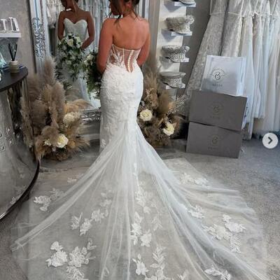  sexy appliques lace wedding dress, mermaid backless bridal dress bridal gown