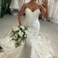  Sexy Appliques Lace Wedding Dress, Mermaid Backless Bridal Dress Bridal Gown - Thumbnail 1