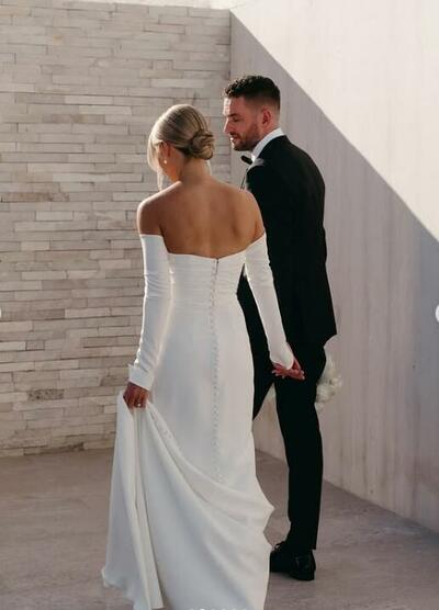 Elegant Sheath Wedding Dress, Simple Bridal Dress Bridal Gown