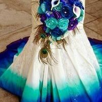 Plus Size Ombre Blue Mermaid Wedding Dress, Appliques Tulle Bridal Dress Bridal Gown - Thumbnail 1