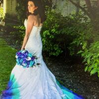 Plus Size Ombre Blue Mermaid Wedding Dress, Appliques Tulle Bridal Dress Bridal Gown - Thumbnail 2