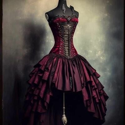 Gothic ball gown wedding dress, hi-lo puffy bridal dress bridal gown