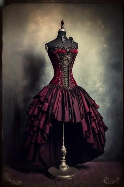 Gothic Ball Gown Wedding Dress, Hi-lo Puffy Bridal Dress Bridal Gown