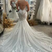 Sexy Mermaid Wedding Dress, Appliques Tulle Bridal Dress Bridal Gown - Thumbnail 3