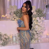 Gorgeous Sexy Beaded Slit Long Evening Dresses For Party - Thumbnail 2