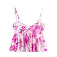 Fashionable Sexy Hot Girl Hollow Embroidery Print Top - Thumbnail 1