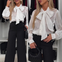 Red Temperament Women'S Long Sleeve Shirt - Thumbnail 3