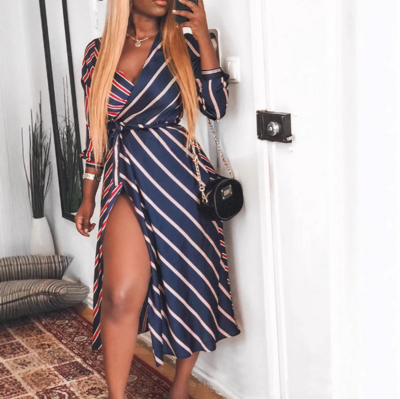 Fashion Sexy Women'S Striped Patchwork Dress