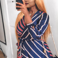 Fashion Sexy Women'S Striped Patchwork Dress - Thumbnail 2