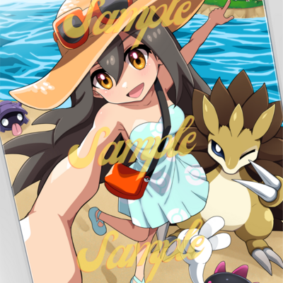 Pokemon masters ex "sightseer / naomi" holographic autographed print