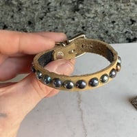Tan leather Rainbow small domestuds wristband - Thumbnail 5