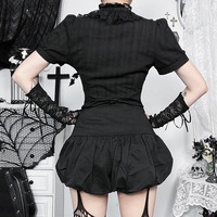 Gothic Pumpkin Black Shorts - Thumbnail 4