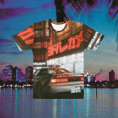 Retrowave night ride in japan t shirt