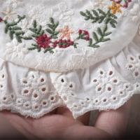 Sweet embroidered ruffled doll collar tie bow loose blouses - Thumbnail 4