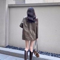 Women's V-neck high thick heel genuine leather boots 2 colors - Thumbnail 6