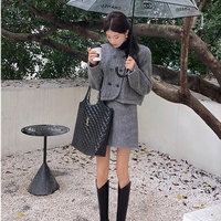 Women's V-neck high thick heel genuine leather boots 2 colors - Thumbnail 2