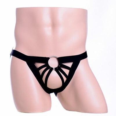 Sexy Exposed Hollow Metal Ring Crossdresser T-back Panty Underwear Underpants Temptation G-string Men's Lingerie 