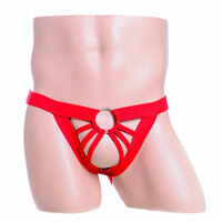 Sexy Exposed Hollow Metal Ring Crossdresser T-back Panty Underwear Underpants Temptation G-string Men's Lingerie  - Thumbnail 6
