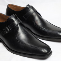 Crafted Leather Handmade Men Black Leather Monk Strap Dress Shoes  - Thumbnail 3