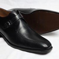 Crafted Leather Handmade Men Black Leather Monk Strap Dress Shoes  - Thumbnail 4