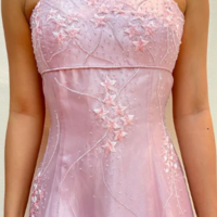 A Line Straps Pink Long Prom Dress with Beading - Thumbnail 1