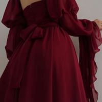 Beautiful Romantic A-line Burgundy Prom Dress Evening Dress - Thumbnail 1