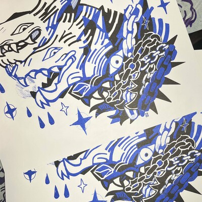 "hickeys" - risograph print