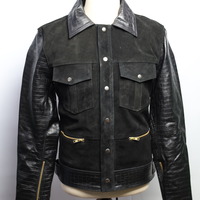 Crafted Leather Handmade Classic Brown Suede Crocodile/Alligator Leather Motorcycle Jacket - Thumbnail 2
