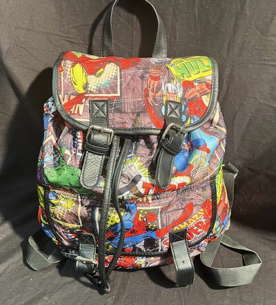 Marvel Comic Book Backpack Drawstring Rucksack Avengers Slouch with Tags