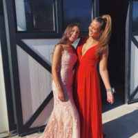 Mermaid Pink Backless Lace Prom Dresses, Graduation Dresses - Thumbnail 1