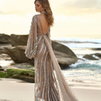 Sexy Boho Sheath Champagne Bridal Dresses - Thumbnail 2